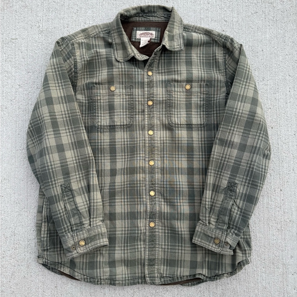 L.L.Bean Katahdin Iron Works Fleece Lined Flannel Shirt Jacket - Mens Large